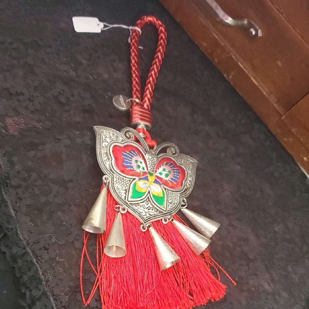 Rare Red Tassel Bottega Veneta bag charm with Silver Accents DU